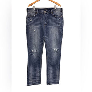 Warehouse One Men’s Slim Straight Distressed Jeans 36x32 Medium Wash Casual